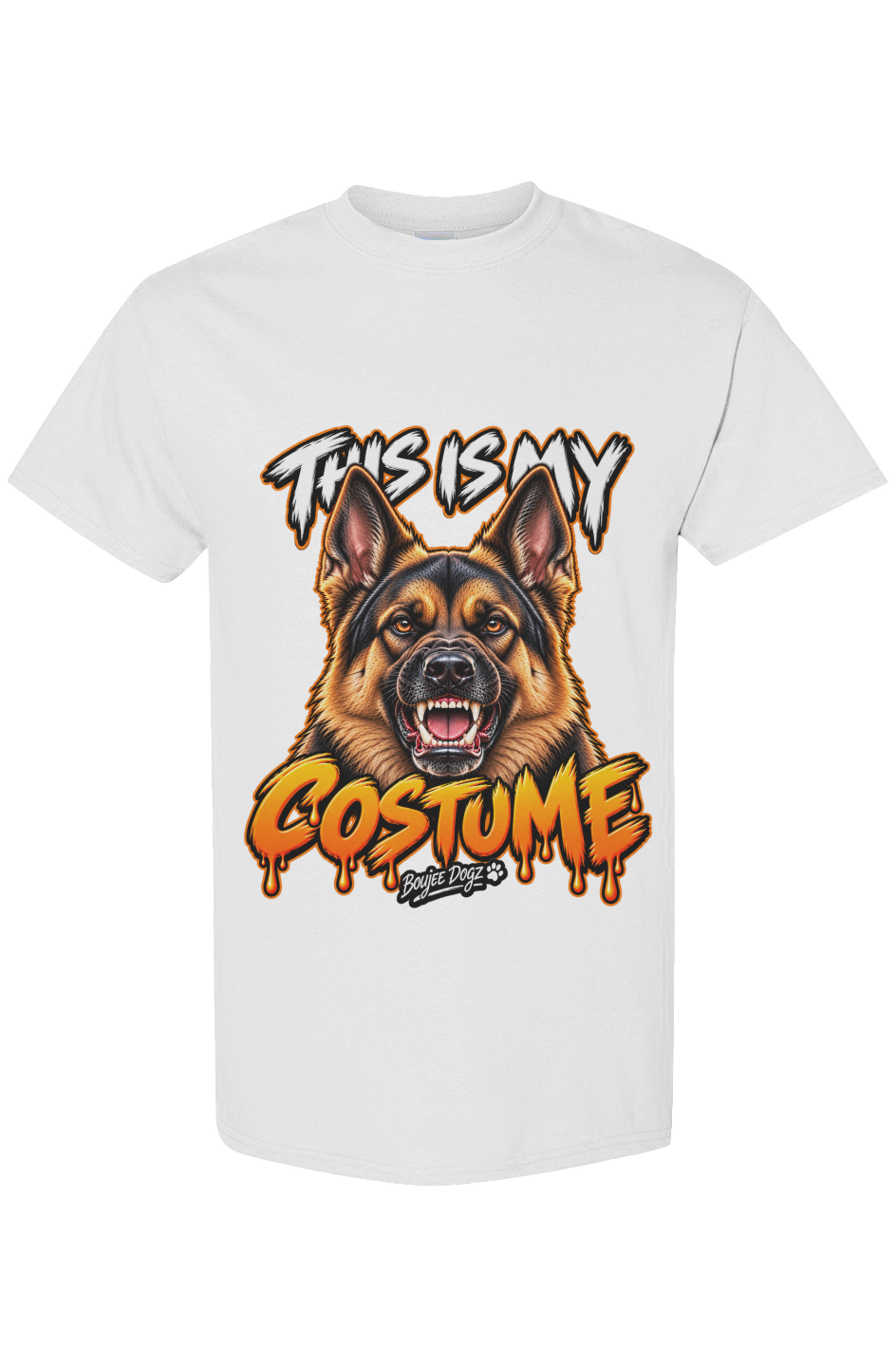 This Is My Costume — German Shepherd Boujee Dogz Halloween tee, white