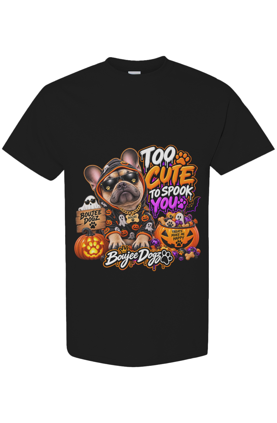 I Checked Under the Bed. We're Good. Boujee Dogz Halloween tee, black