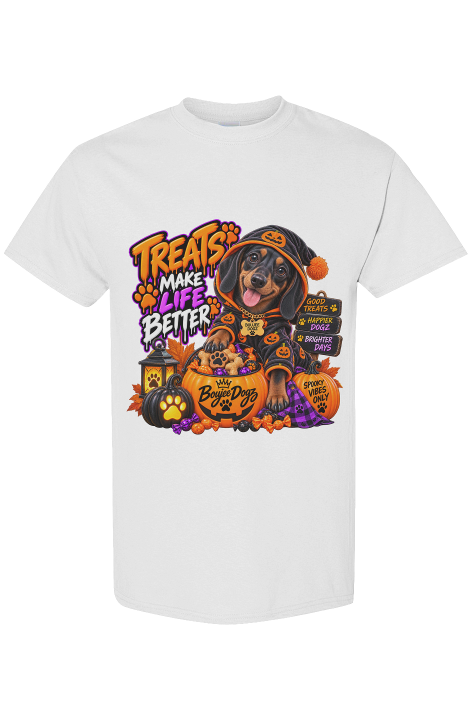 I Ate the Evidence. Boujee Dogz Halloween tee, white