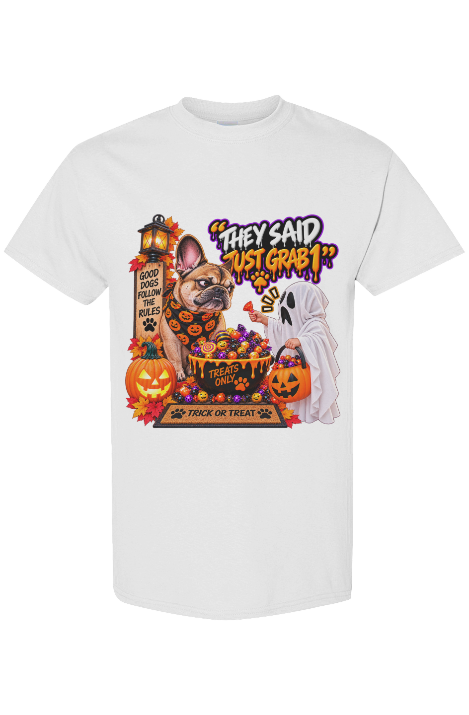 They Said Just Grab 1 Boujee Dogz Halloween tee, white